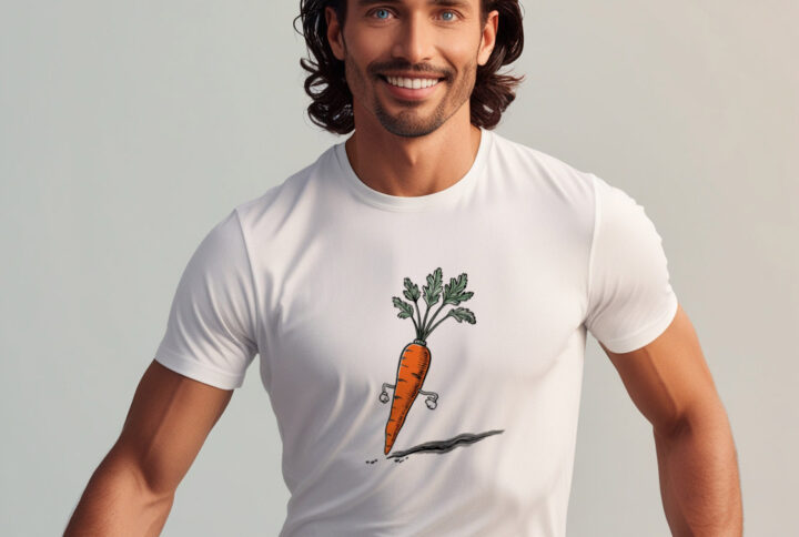 Carrot Charm Vibrant Carrot Graphic T-Shirt for a Wholesome Look