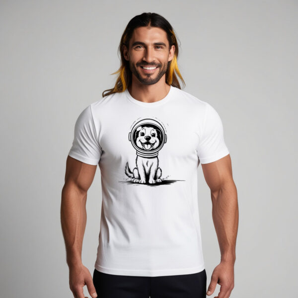 Space Paws Dog in an Astronaut Helmet Crew Neck T-shirt