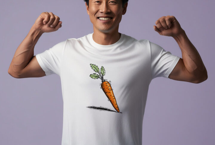 Rooted In Style Fun Carrot Graphic on a Classic Crew Neck T-shirt