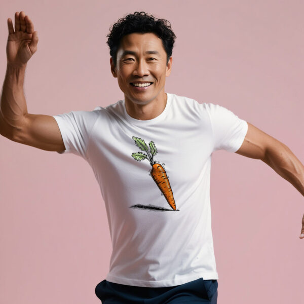 Rooted In Style Fun Carrot Graphic on a Classic Crew Neck T-shirt (Small)