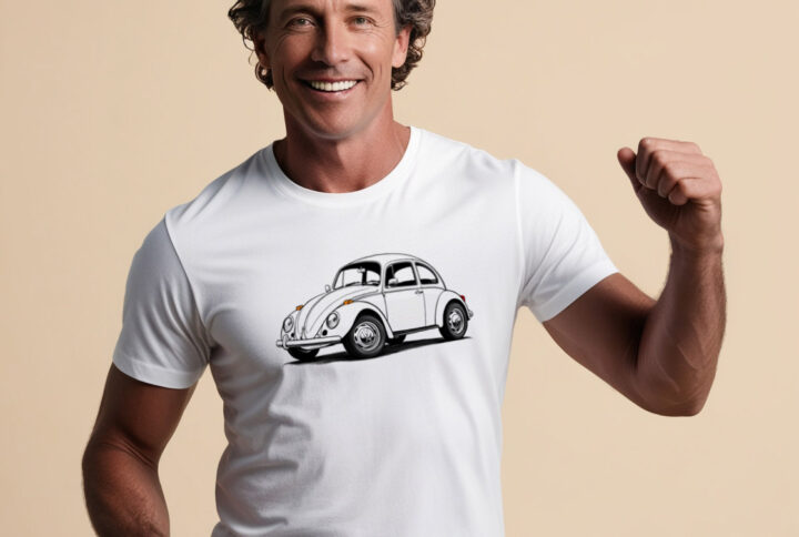 Show off your love for the adorable VW car with this fun T-shirt