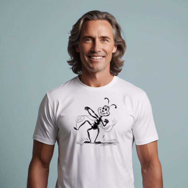 Insect Artistry T-shirt featuring a detailed beetle design (Small)