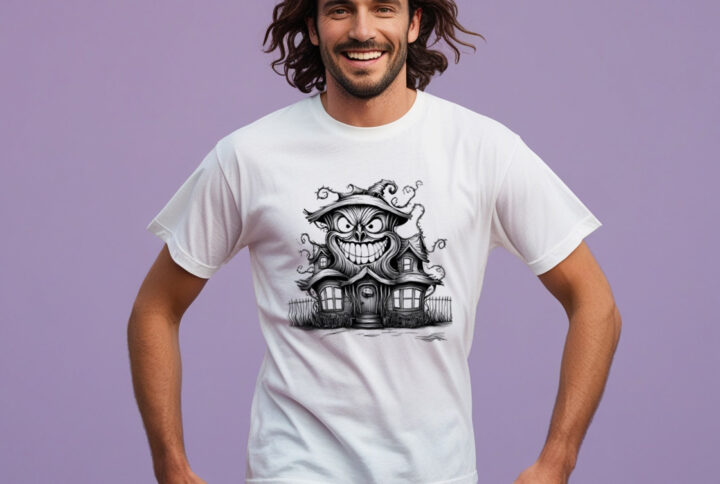 Haunted House of Horror T-shirt featuring a frightening design
