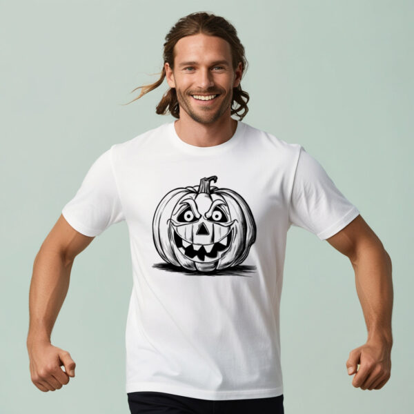 Sinister Pumpkin Scary Halloween Crew Neck T-shirt With a Creepy Jack-o-Lantern Design