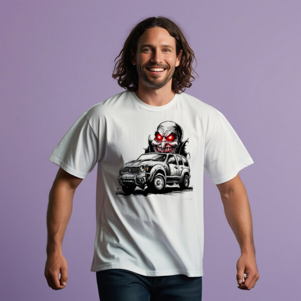 Sinister Hauler Stylish T-shirt With a Scary Truck Illustration