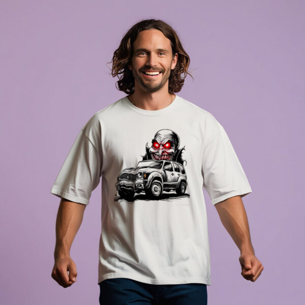 Sinister Hauler Stylish T-shirt With a Scary Truck Illustration (Small)