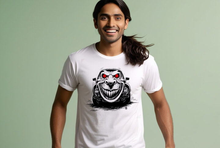 Nightmare Rig Cool T-shirt Showcasing an Evil Looking Truck