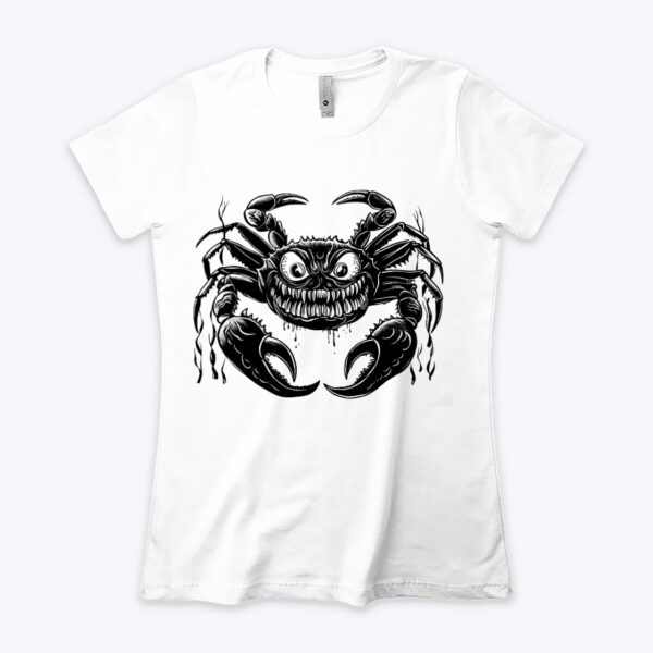 Ocean Predator White Crew Neck T-shirt Featuring a Menacing Shark Design