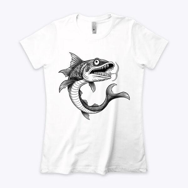 Fishy Fun White Crew Neck T-shirt with a Delightfully Funny Fish Design