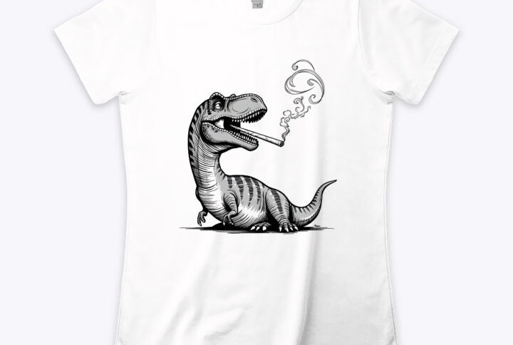 Smokin Dino Edgy Crew Neck T-shirt With a Fun Twist