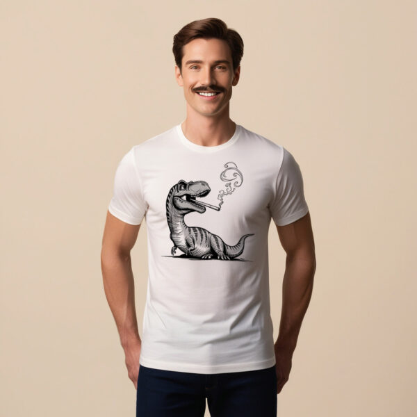 Smokin Dino Edgy Crew Neck T-shirt With a Fun Twist (Small)