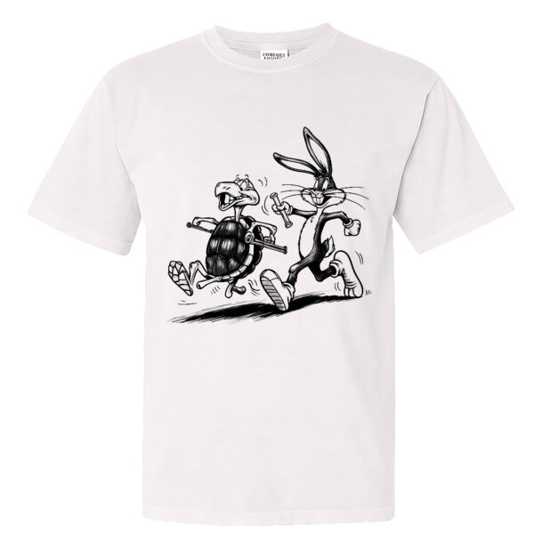 Turtle Rabbit Race Classic Crew Neck T-shirt with a Fun Duo Design