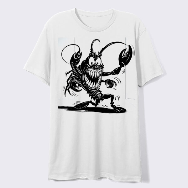 Chilling Claws Creepy Lobster Design Crew Neck T-shirt