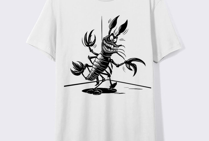 Frightfully Cute Scary Creepy Shrimp Crew Neck Cotton T-shirt