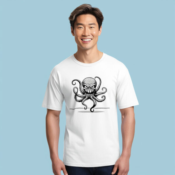 Macabre Tentacles Scary Octopus Crew Neck T-shirt for a Bold Statement (Small)