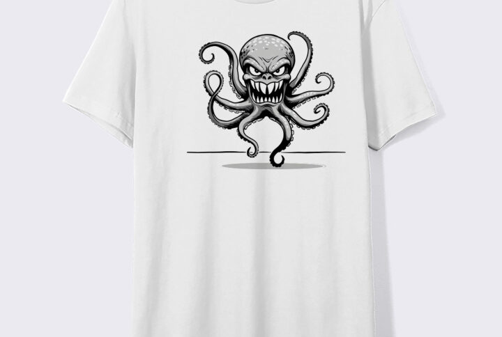 Hauntingly Tentacled T-shirt for thrill seekers featuring a creepy octopus design