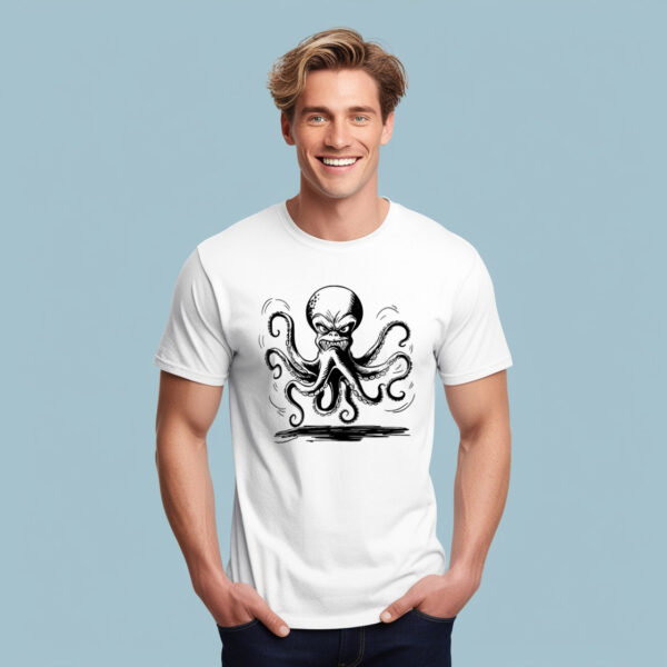 Eerie octopus print on a classic crew neck shirt