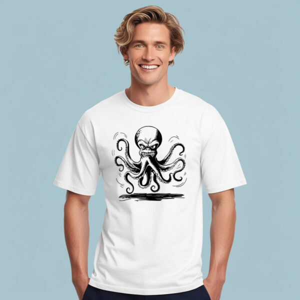 Spooky octopus design on a crew neck t-shirt