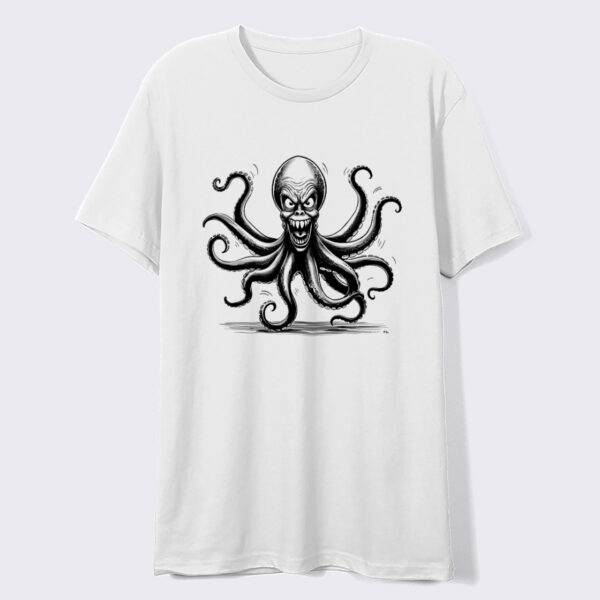 Chilling octopus illustration on a white t-shirt