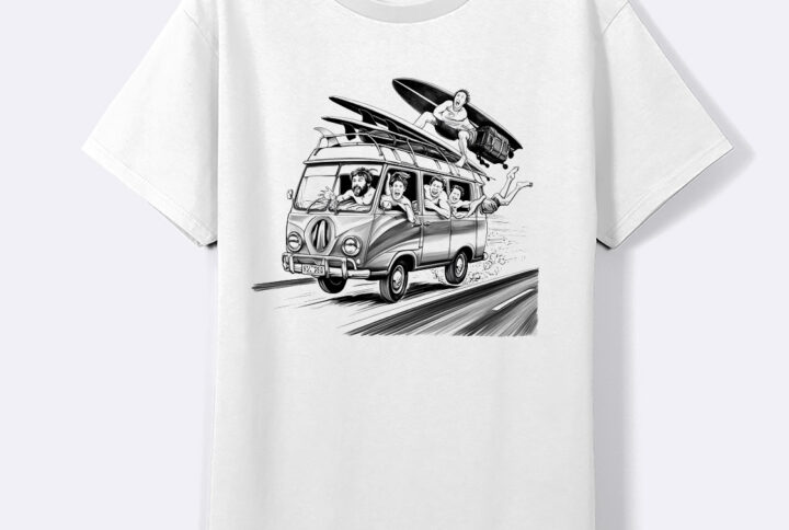 Back view of Catch the Wave T-shirt showcasing design simplicity.